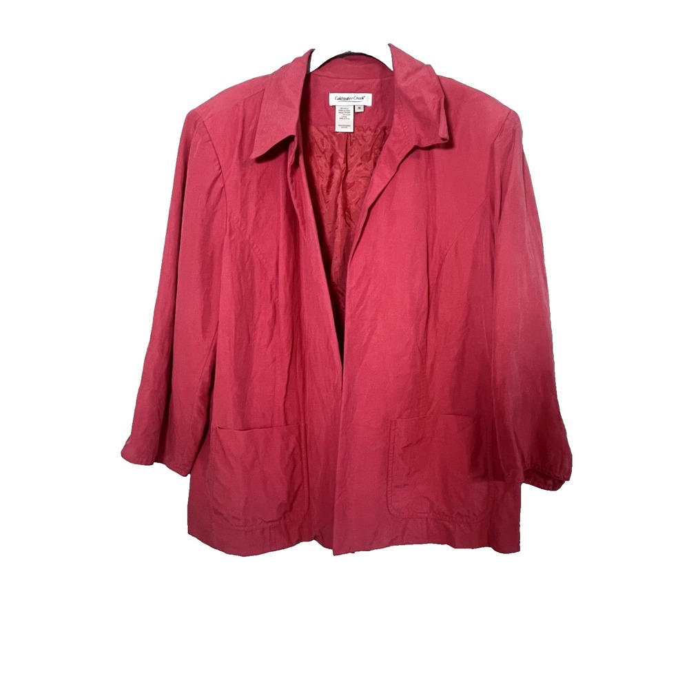 Coldwater Creek Silk Pink Blazer 1X Lagen Minimalist Classic Linen Preppy Retro